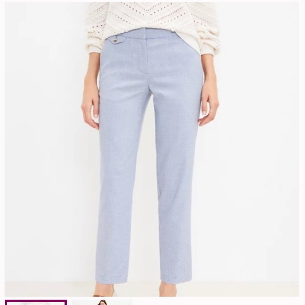 LOFT Blue and White Houndstooth Pants